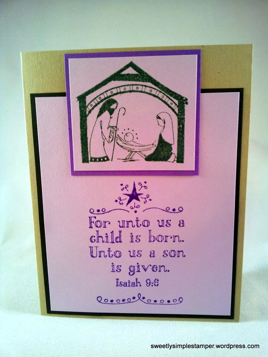 Purple and Green Christmas Card with Isaiah 9:6 Verse 